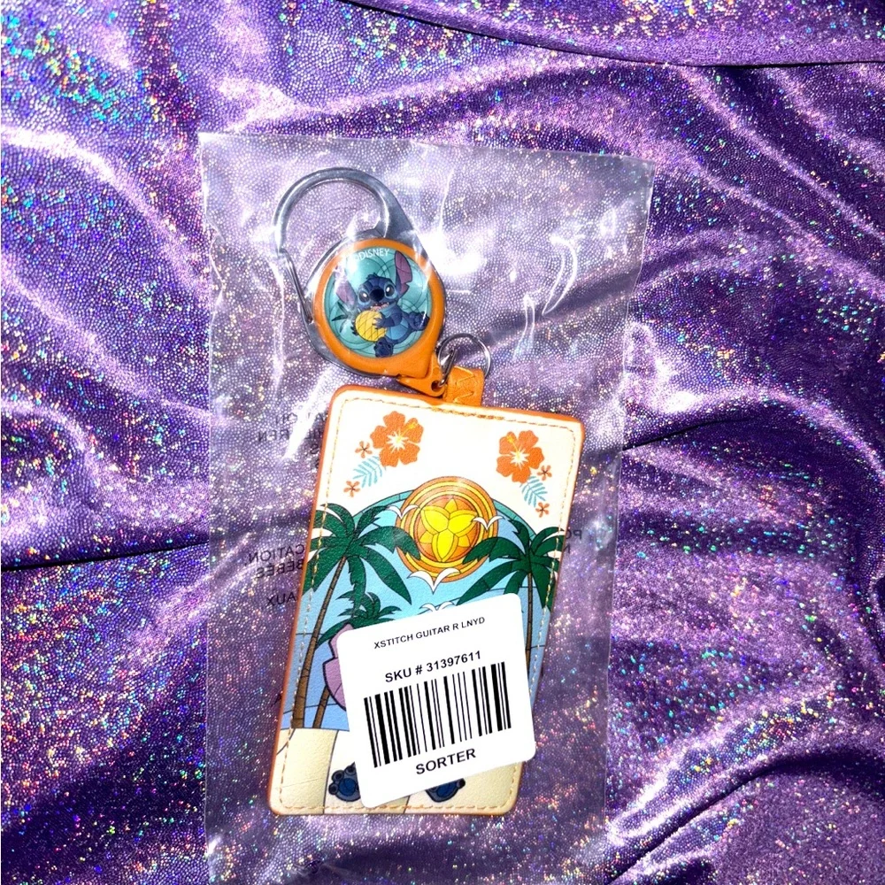 Disney Stitch Hawaiian Pineapple ID Keychain